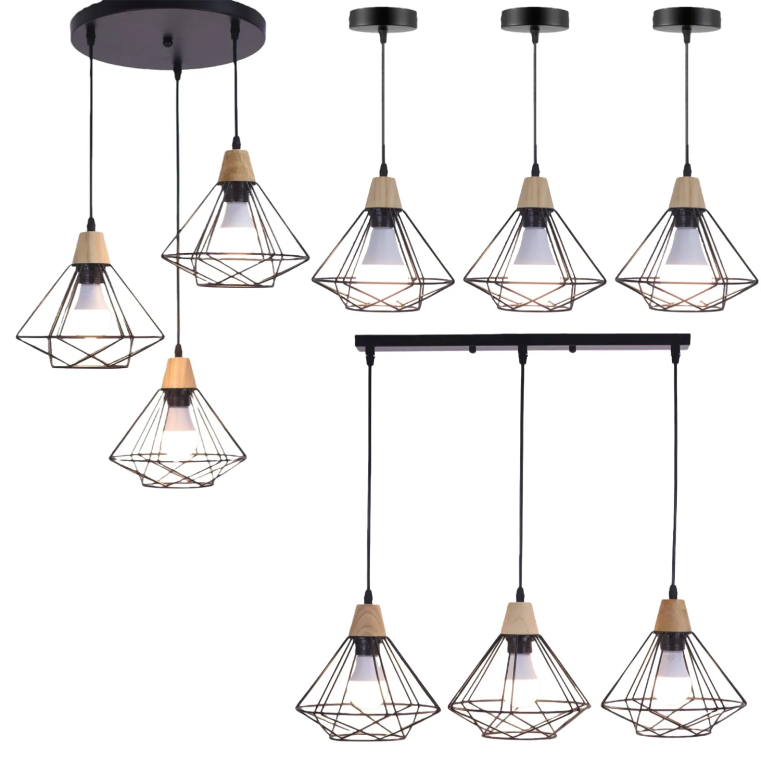 JOYINLED Vintage Pendant Lamp Iron Frame Ceiling Lighting Restaurant Teahouse Chandelier E27 Wrought Metal Modern Pendant Lights
