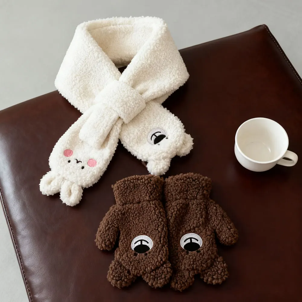 Winter Warm 2 Jahre + kinder Schal Handschuhe Set Koreanische Cartoon Bär Neue Ins Jungen Mädchen Baby