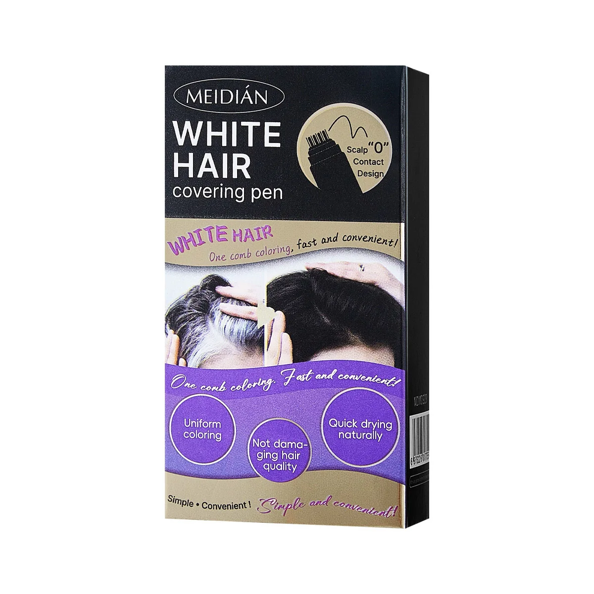 عصا ألوان الشعر أثناء التنقل - تغطية رمادية فورية، صبغة مؤقتة نباتية، حجم الجيب للسفر #3