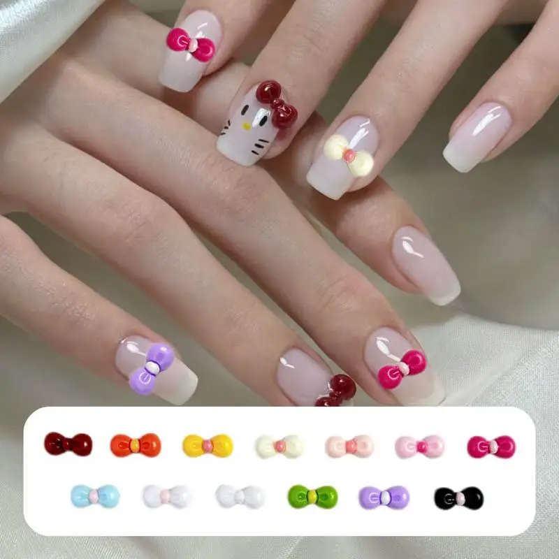 30PCS Minimalist Colorful Resin Bows Nail Charms Macaron Glossy Bow Nail Art Decorations for DIY Nail Phone Case Accessories