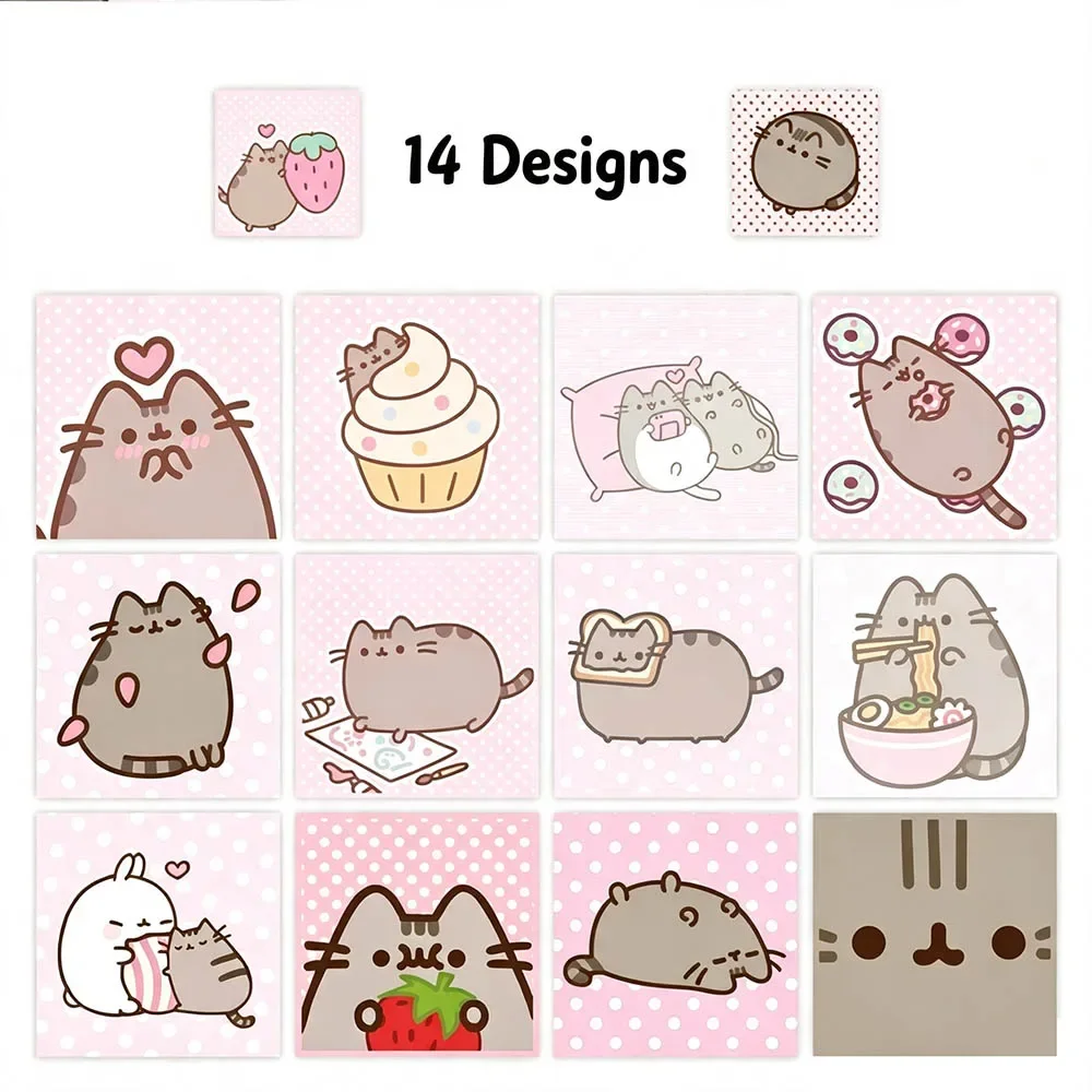 Hou 500pcs Pusheen Cartoon Cat Roll Stickers Waterproof Graffiti Scrapbooking Notebook Phone Cute Decoration Decals Toys view 5