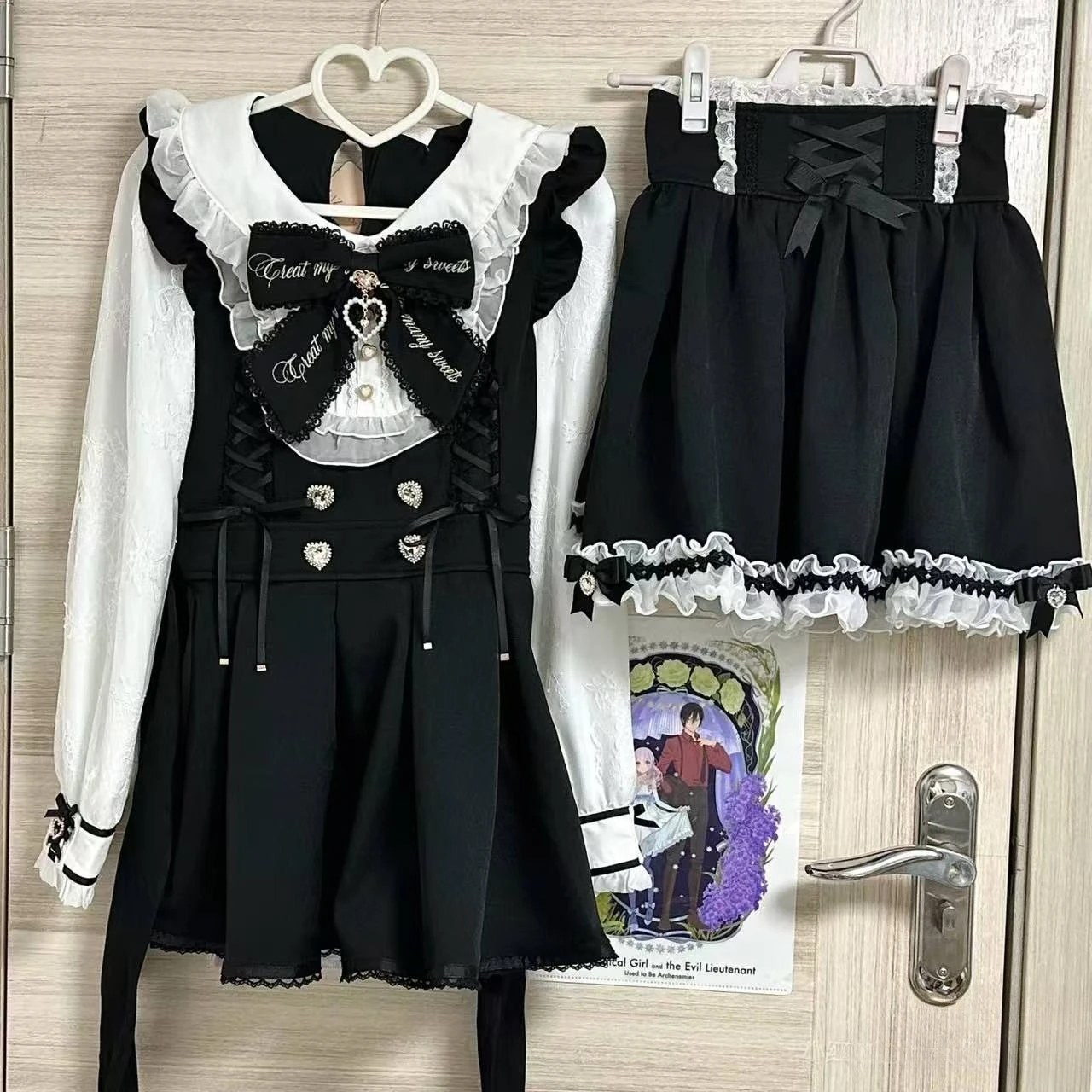 고딕 빈티지 Y2K 일본 스타일 드레스 세트 여성 의상 리본 레이스 로리타 패션 짧은 파티 드레스 슬림 엘레강트 미니 드레스