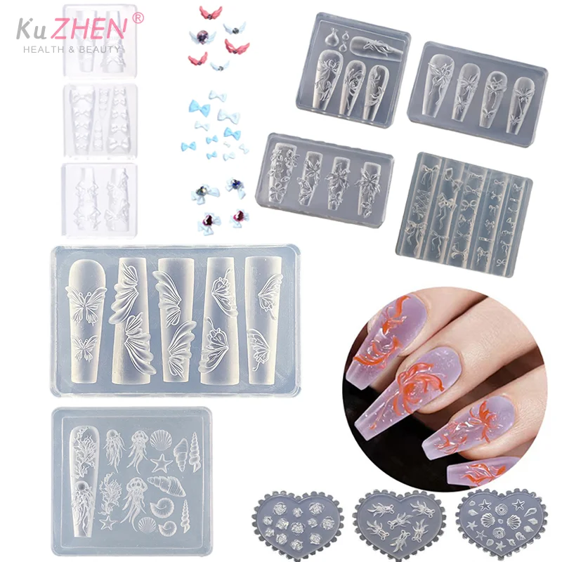 3D Mini Silicone Mold Butterfly Flower Nail Art Decorations Nails DIY Design Flower Shell Nail Mold Stamping Plate Manicure Mold