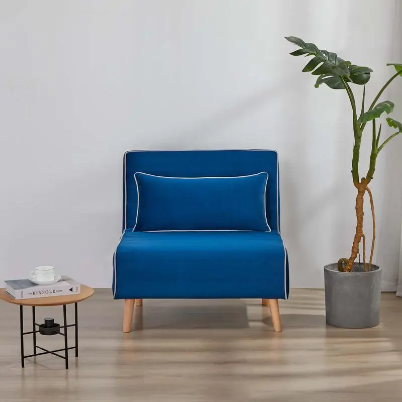 طقم سرير أريكة مخملي حديث قابل للطي مكون من 2، مسند ظهر قابل للتعديل بثلاثة أوضاع، يتحول إلى سرير مزدوج في 10 ثوانٍ، ويتضمن الوسائد،