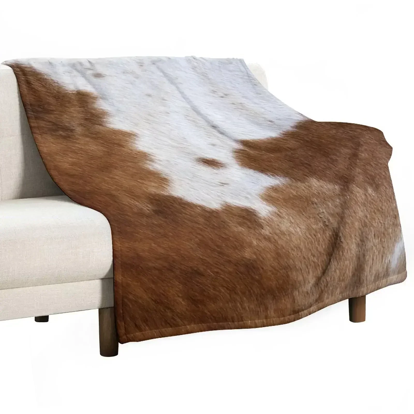 

Cow Hide Brown & White Throw Blanket Warm Comfortable Blanket Gift for Parents Friends