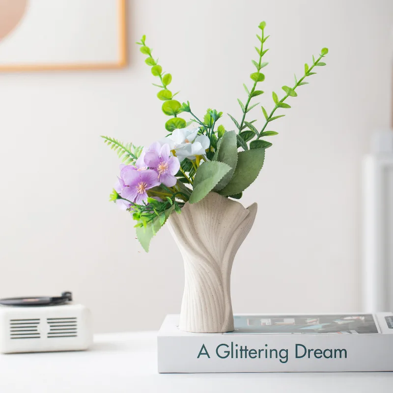 CAPIRON Nordic Blossom Ceramic Vase for Dried Flower Pampas Grass Kitchen Office Living Room Bathroom Entryway Decor Centerpiece