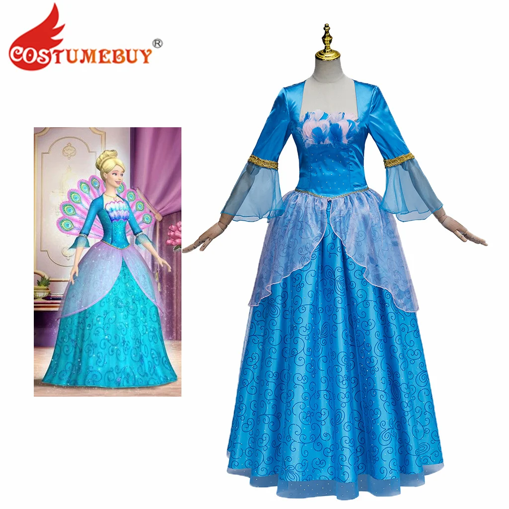 

Rosella Cosplay Costume Princess Blue Peacock Dress Adult Women Halloween Carnival Stage Performance Party Princess Dress Up