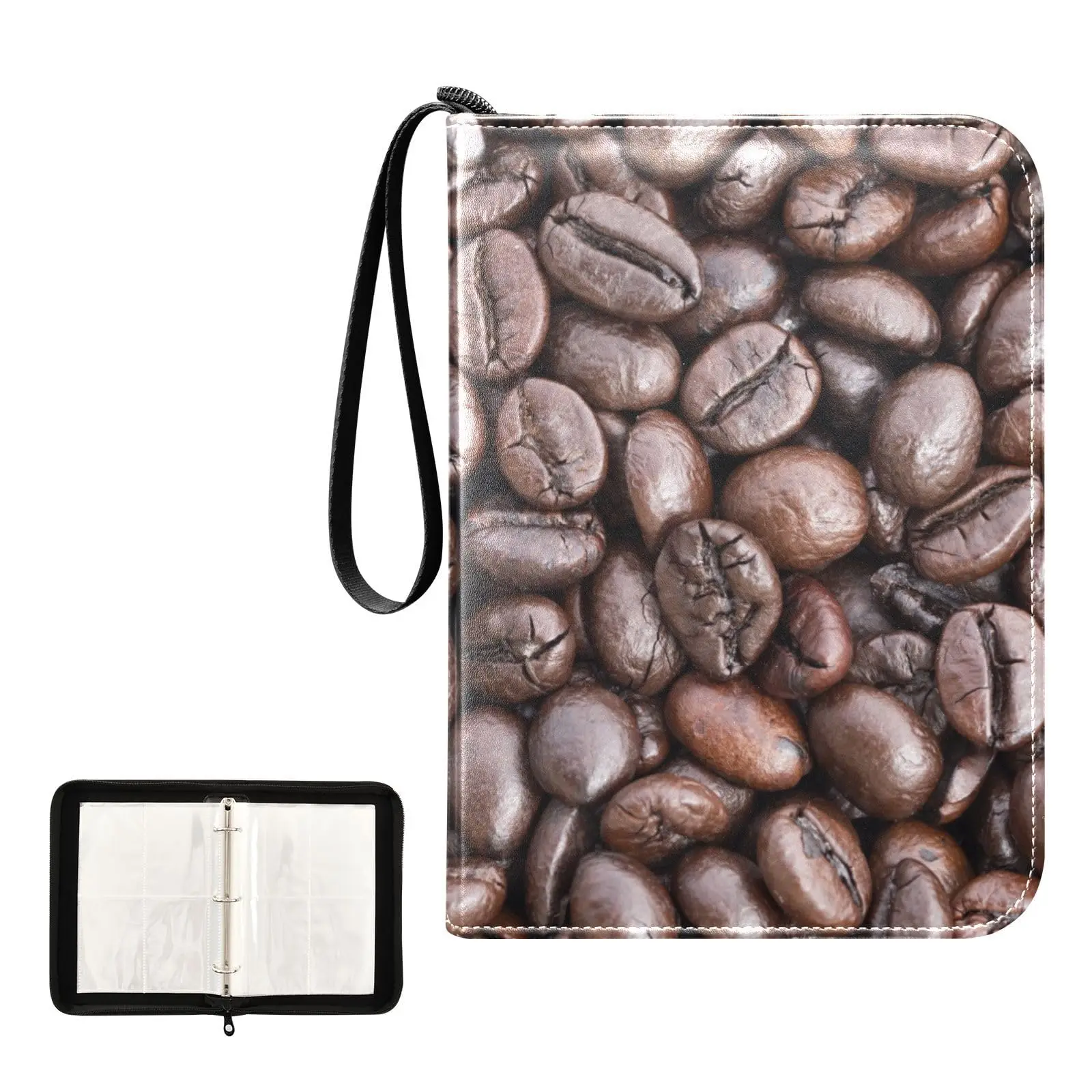 

Coffee Beans Card Binder 4 Pocket Card Binder 400 Double Sided Pocket Album for Sport Game Cards Unique Card Collection Storage