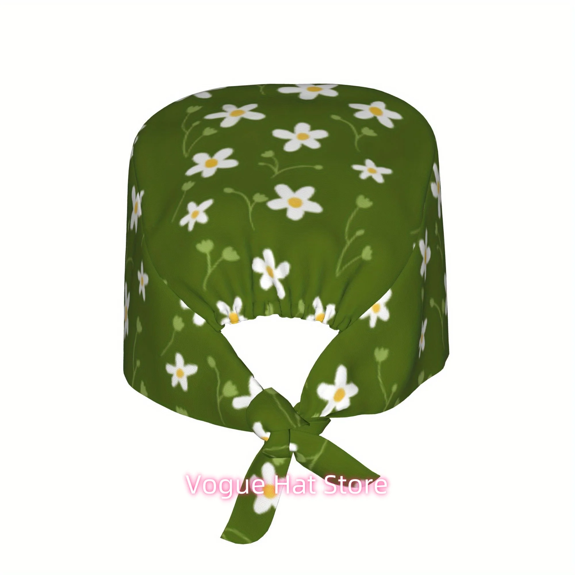 1pc Home Sweet Leaf Green Unisex Stylish Printed Work Cap - Lightweight Adjustable Skull Cap Tie-Back Nurse Hat, Dustproof Chef