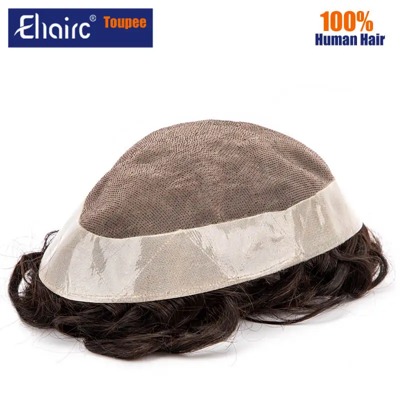 25mm Curly Hair Mono Natural Human Hair Toupee Breathable Male Hair Prosthesis Capillary 7\