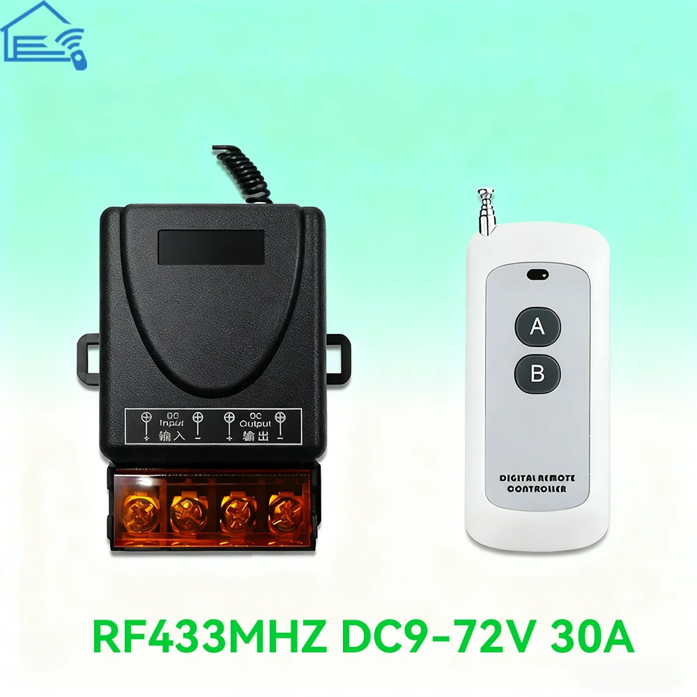 DC 9-72V 30A switch control remote controller 433MHz signal transmitter Switch control remote controller for water pump motor Wi