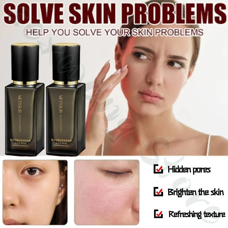 METYSUR Black Ganoderma lucidum foundation covers defects and hides pores for a long-lasting makeup feel natural fit 35g