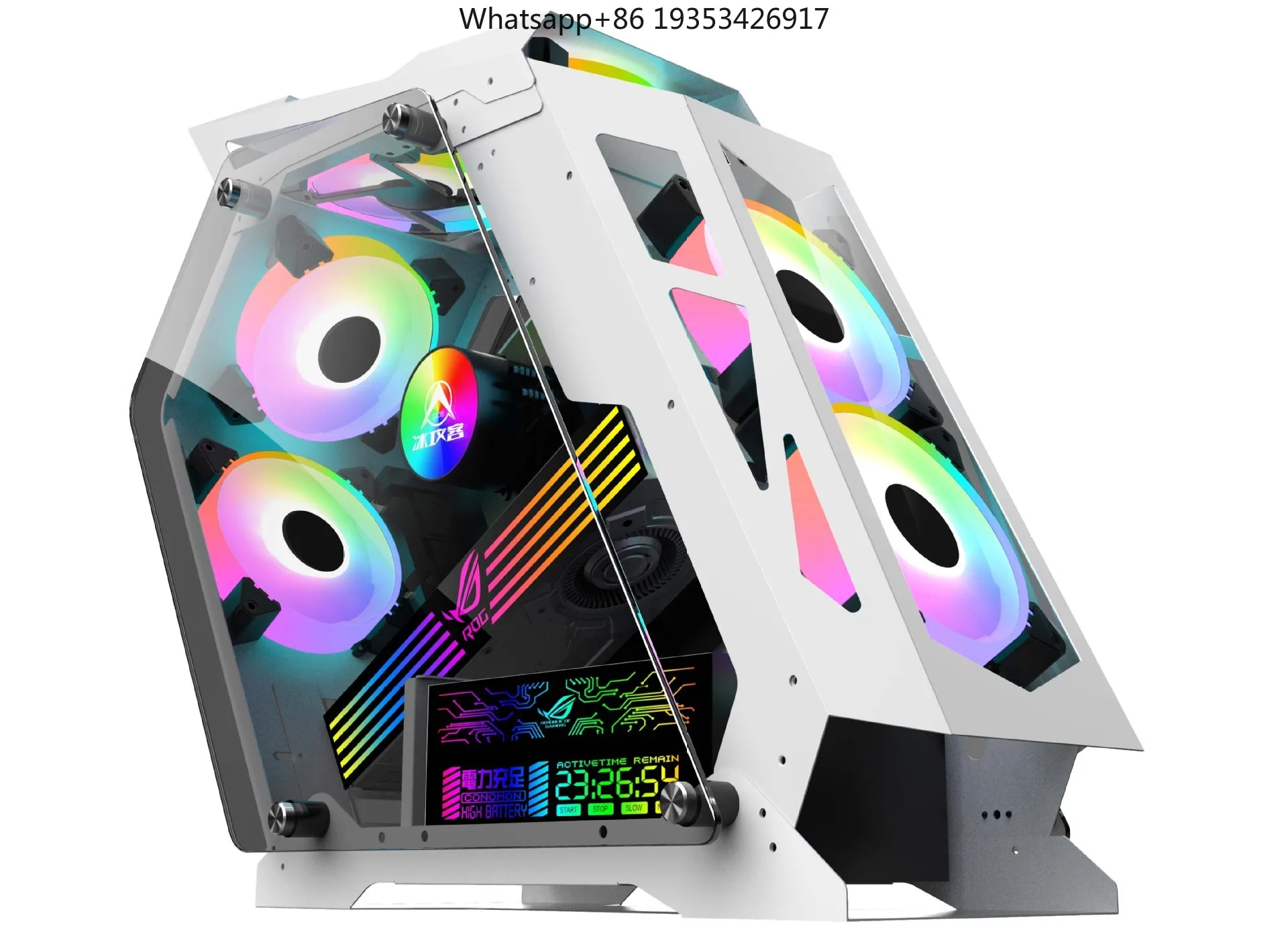 The new computer host box is suitable for high-end e-sports Internet cafes. The chassis has its own light board and a fan.