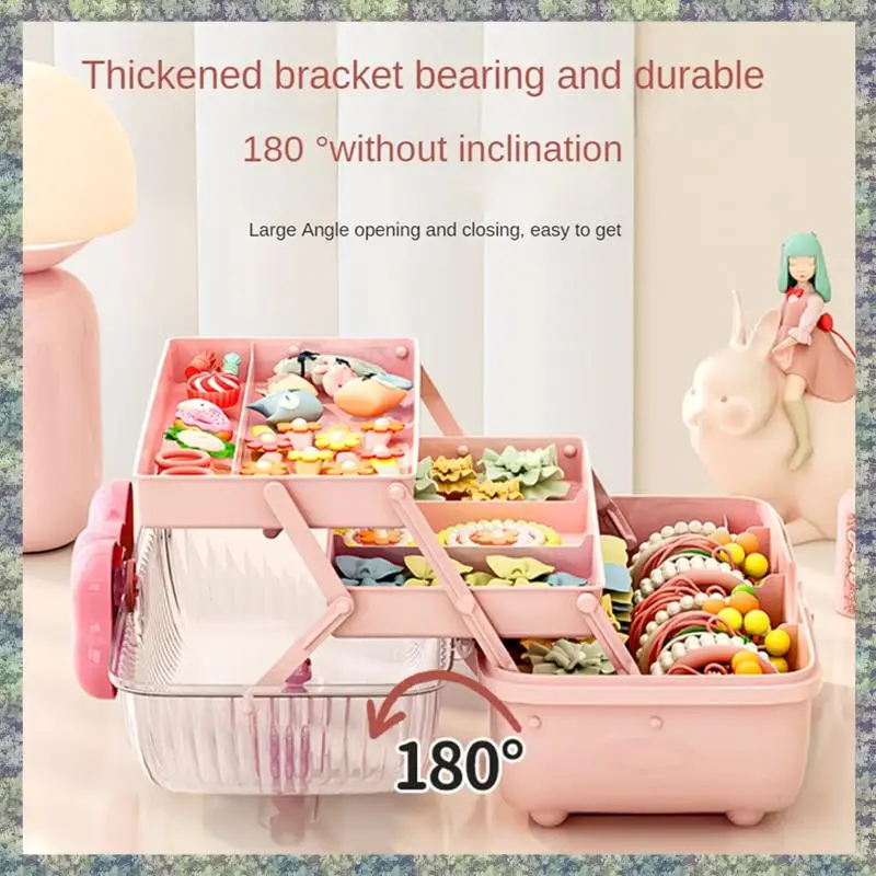 

WON Storage Boxes For Children's Hair Accessories Necklaces Headbands Hairpins And Bows Foldable Desktop Dustproof Storage Durab