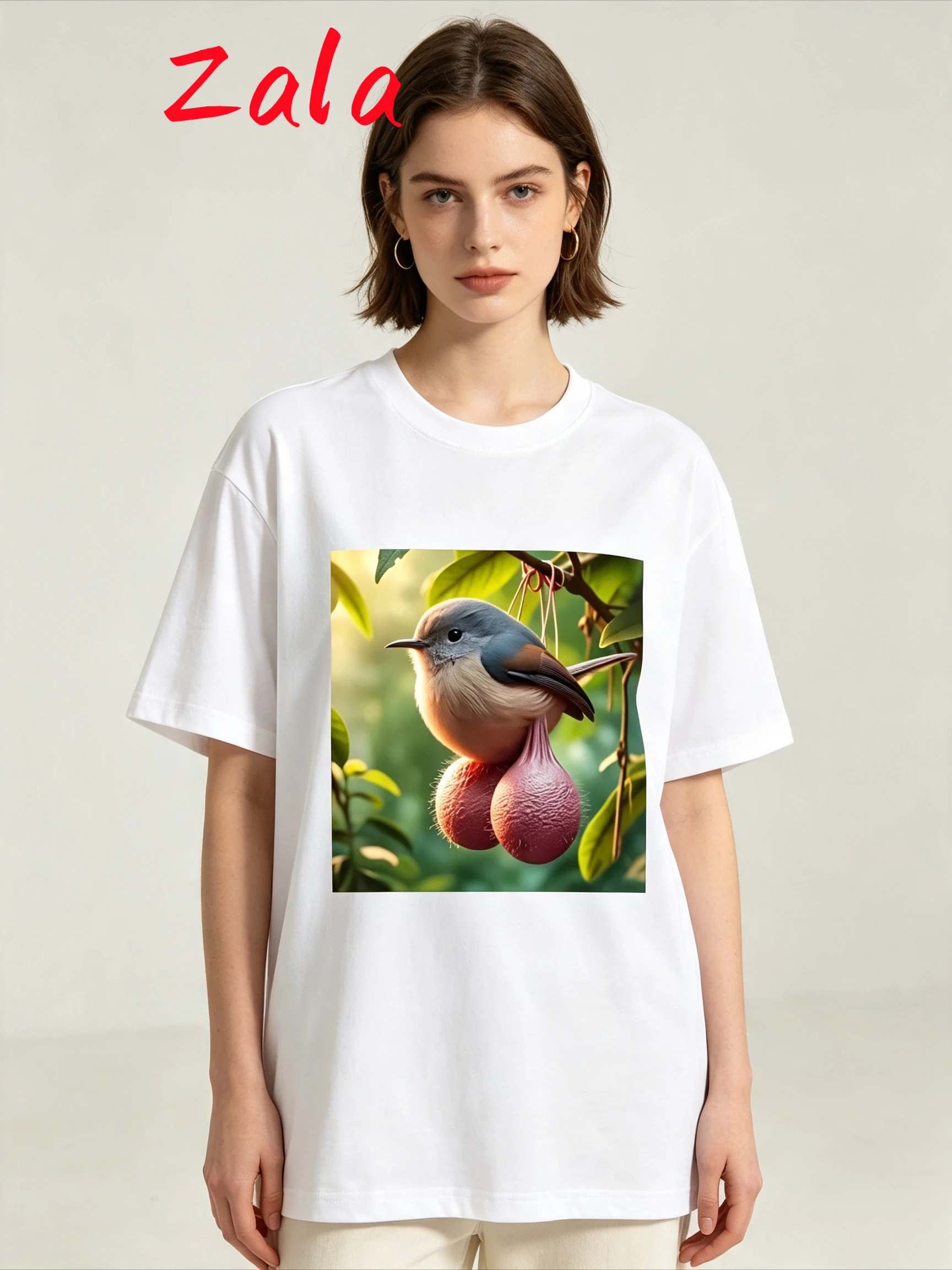 Ball Bird Gag Printed Women's T-shirt Fun Round-Neck  Short Sleeve Tops Tees Streetwear Casual Men T-Shirt Y2k Women's Clothing