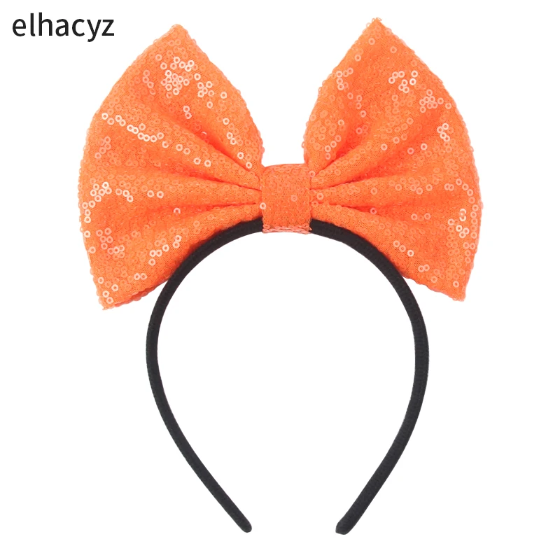 Große 7'' rote Schleife Stirnband Glitzer Pailletten Schleife Haarband für Mädchen Frauen Prinzessin Kopfbedeckung Frauen Party Kopf Hoop Kinder Geschenk – Detail 10