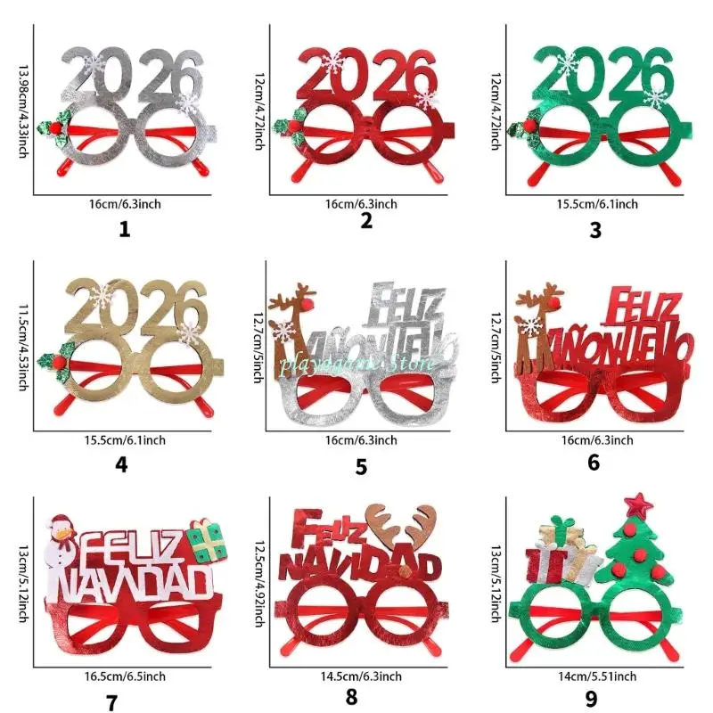 Y88A Festive Christmas Glasses For Holiday Parties Role Play Costume Accessories With Practical Felts And Plastic Design