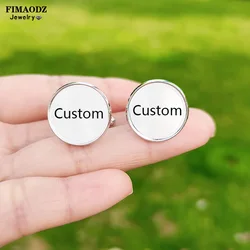Custom Logo Products Cufflinks for Mens Customized Name Photo High Quality Shirt Cuff Links Buttons for Wedding Party Gift