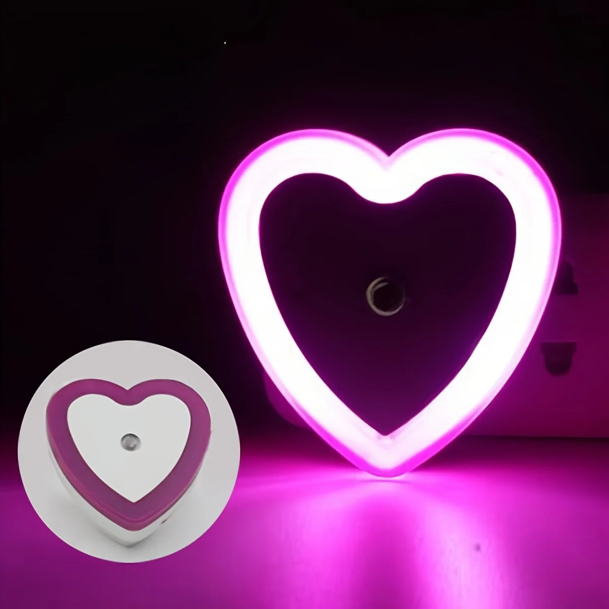 

Night Light Plug In 220V Dusk Sensor Heart Shape for Stairs, Bedrooms, Kitchens, Freestanding Wall Mount Light Sensor Control