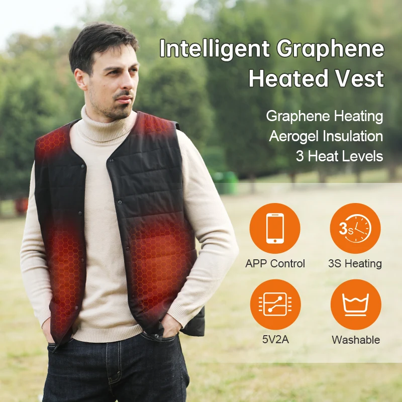 Men Women's Heated Vest USB Electric Body Warmer Snap Button Lightweight Thermal Heating Liner Jacket for Winter
