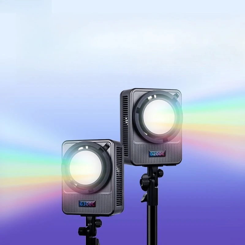 Full color dual color temperature 200W300W film and television filling light G300C live portable photography light