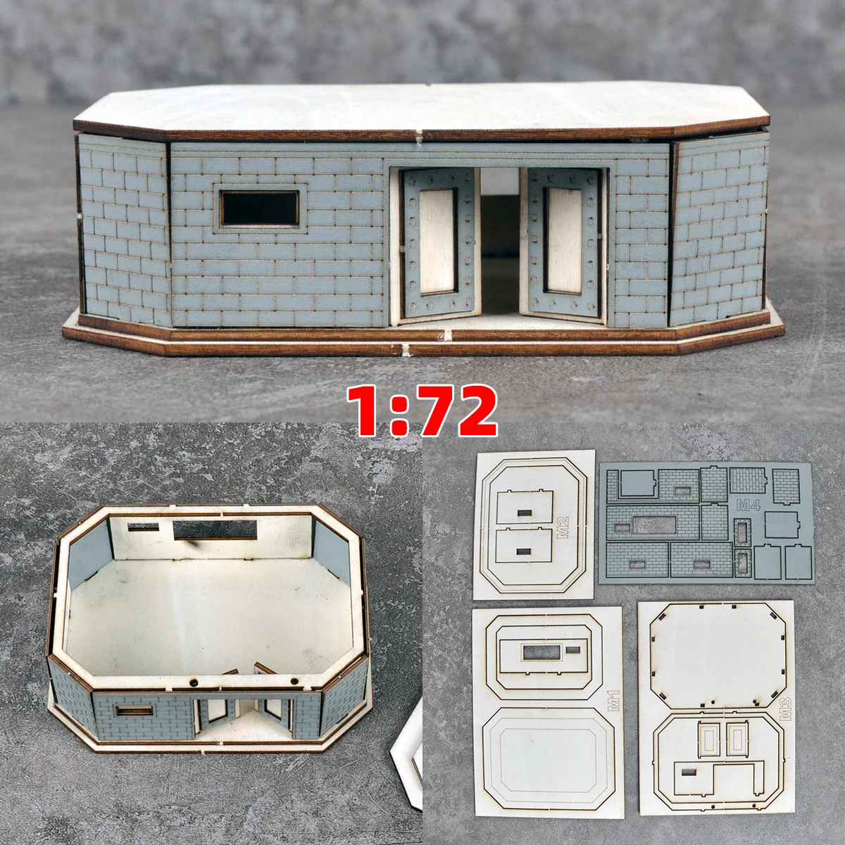 Assembly Architectural Model Miniature Bunker Pillbox Blockhouse Fort Fortification Building Diorama Scale Model Kit 1/72