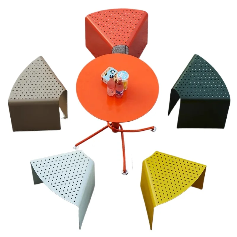 

Outdoor table and chair combination Aluminum alloy simple bar table and chair Seaside coffee shop Outdoor table and chair