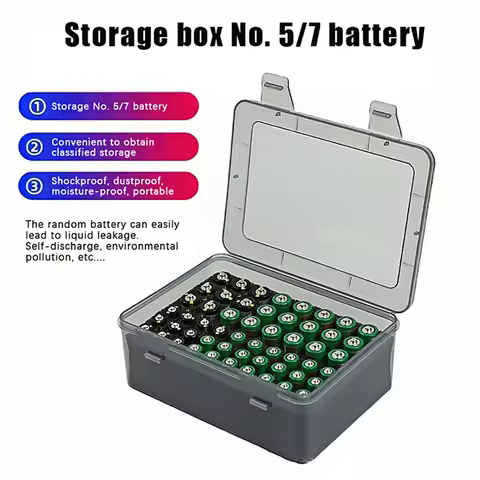 54 AA AAA Batteries Organizer Battery Storage Box No.5/7 Battery Holder Hold Battery Case Garage Container Home Drawer Dispenser