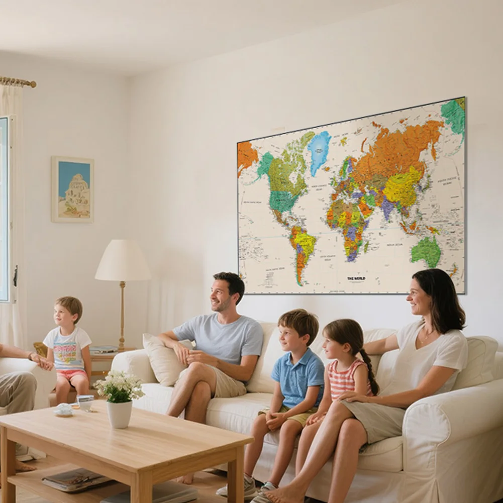 세계지도 복고풍 아트 포스터 장식 캔버스 회화 벽 장식 Unframed 인쇄 사진 배경 학교 용품 120*80cm