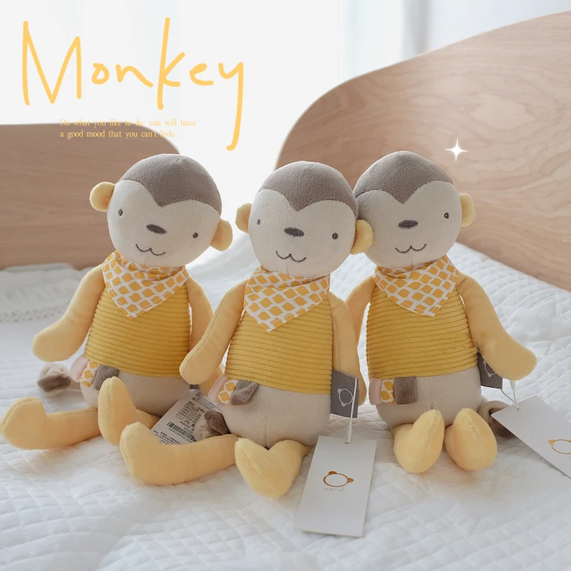 Cute Monkey Plush Toys - Newborn Baby Gifts - Security Blanket Towel - Soft Stuffed Animal Rattle Baby Appease Toy