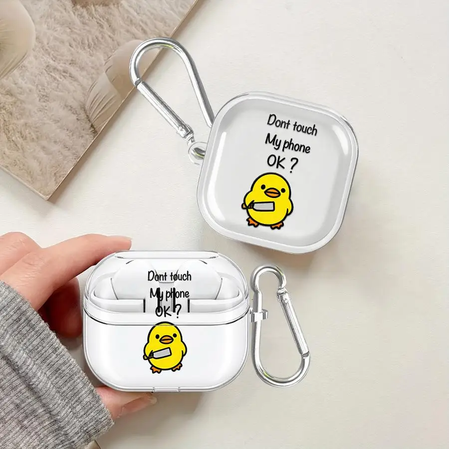 Cute Minimalist Duck Clear Earphone Cases Cover Case For Samsung Galaxy Buds 4Pro Live 2 3Pro 4 Pro 3 FE