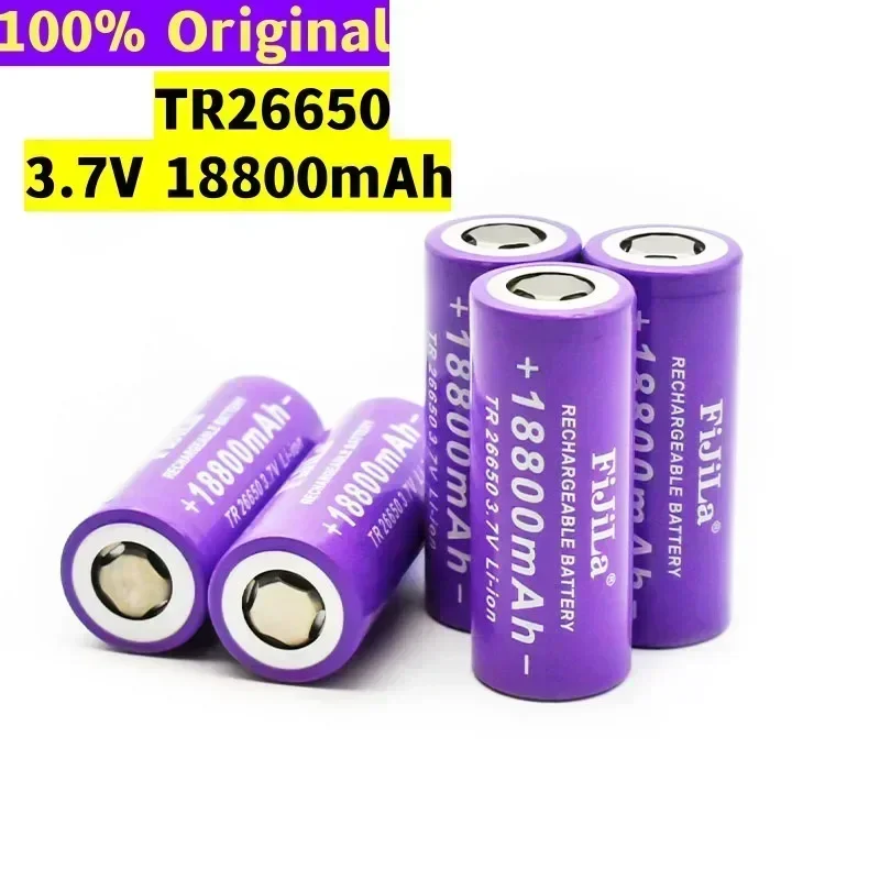 100% Original New 26650 Battery 18800mAh 3.7V 50A Lithium Ion Rechargeable Battery For 26650 LED Flashlight + Charger