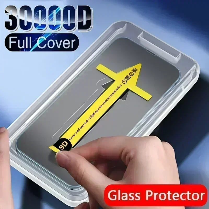 Full Cover Glass For iPhone 11 12 13 14 15 Pro Max Deliver Mount Aids Screen Protector For iPhone X XR XS MAX 6 7 8 Plus Glass