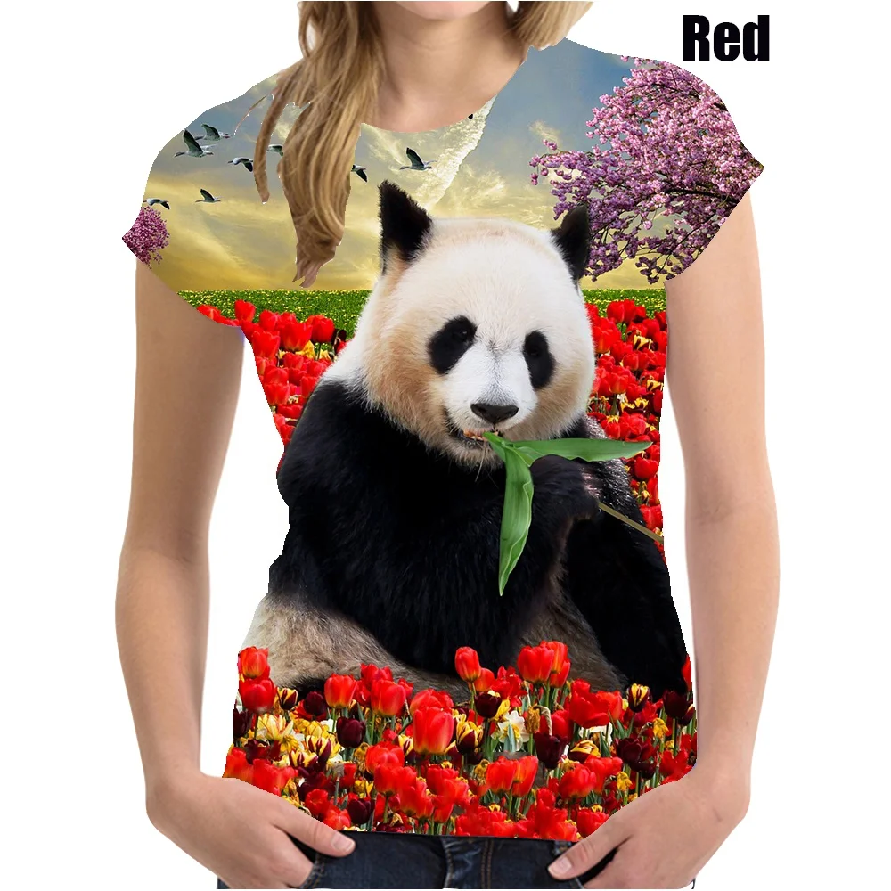 2023 New Cool Fashion T Shirt Cute Panda Printed Women T-shirt Ladies Tops Casual Shirt Female