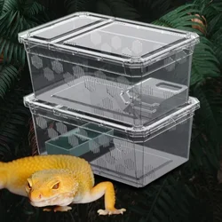 Reptile Breeding Cage Plastic Transparent Breeding Box Vivariums with Balcony Lizard Supplies Bivarium for Insect Spider Turtle