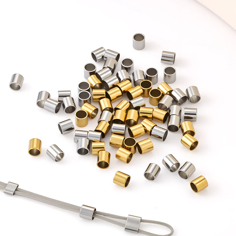 

20/100 шт., обжимные трубки из нержавеющей стали, бусины, прокладка на конце для DIY, серьги, ожерелье, кулон, принадлежности для изготовления ювелирных изделий, материал