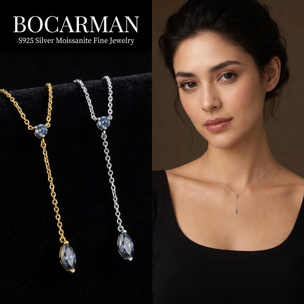 s925-silver-plated-platinum-and-golden-gra-gray-moissanite-marquise-shape-pendant-women's-necklace-fine-jewelry-simple-elegant