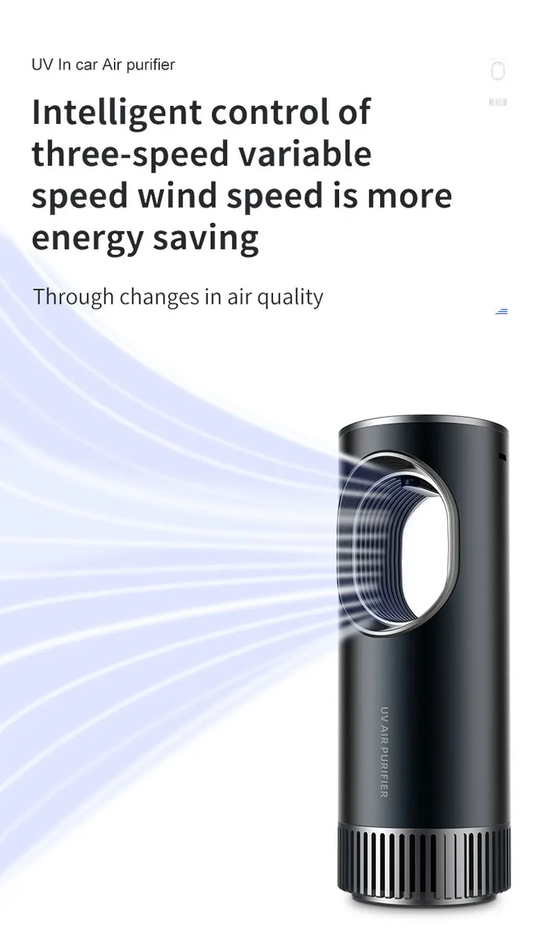 UVC Air Purifier Negative ions Ozonizer Portable Air Disinfectant Car Interior Cleaner  Deodorant for Cars Vehicle Sterilizer