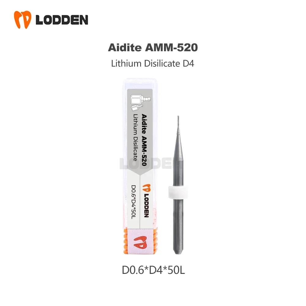 Dental Milling Burs for Aidite AMM-520 For Grinding LIthium Disilicate CAD CAM Lab Materials D4-50-0.6/1.0/1.5/2.5mm