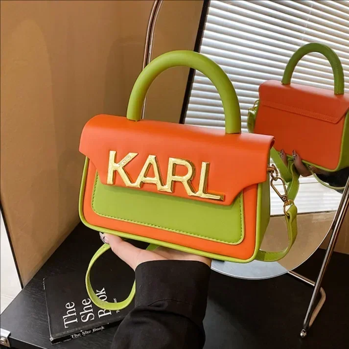 

Premium Soft Leather Crossbody Bag - Casual Style, Colorblock Pattern, Multi-Carry As Handheld Small Square Tote