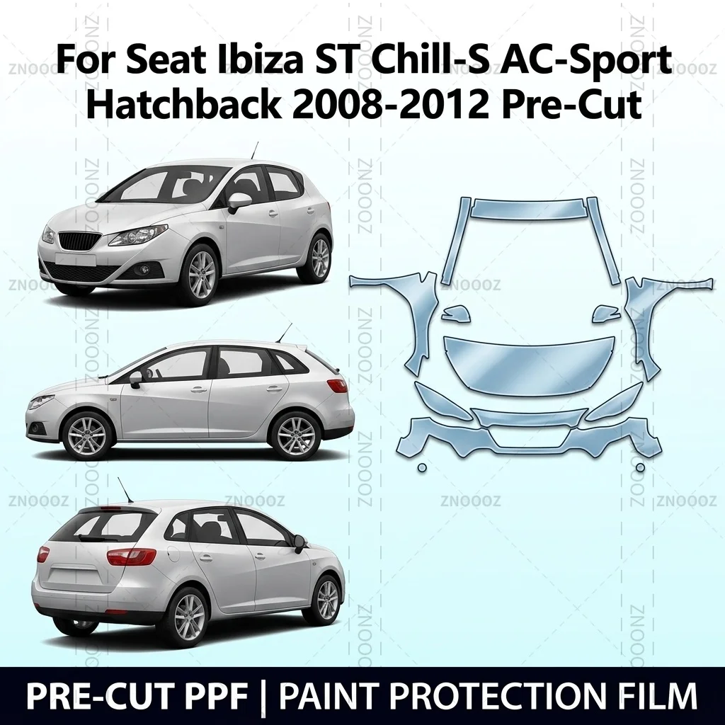 For Seat Ibiza ST Chill-S AC-Sport Hatchback 2008-2012 Pre-Cut PPF Paint Protection Kit TPU Self Healing High Gloss Anti