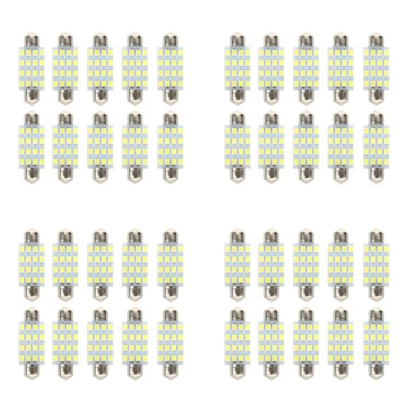 A11M-40 PCS 16 Torpedo Car Bulb LED SMD 3528 42 Mm - White