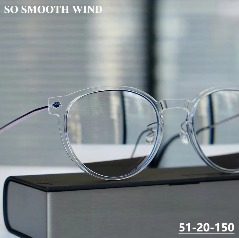

Round Denmark Brand 6603 Screwless Spectacle Frame Ultralight 4g Titanium Acetate Eyeglasses Fashion Handmade Glasses Frames Men