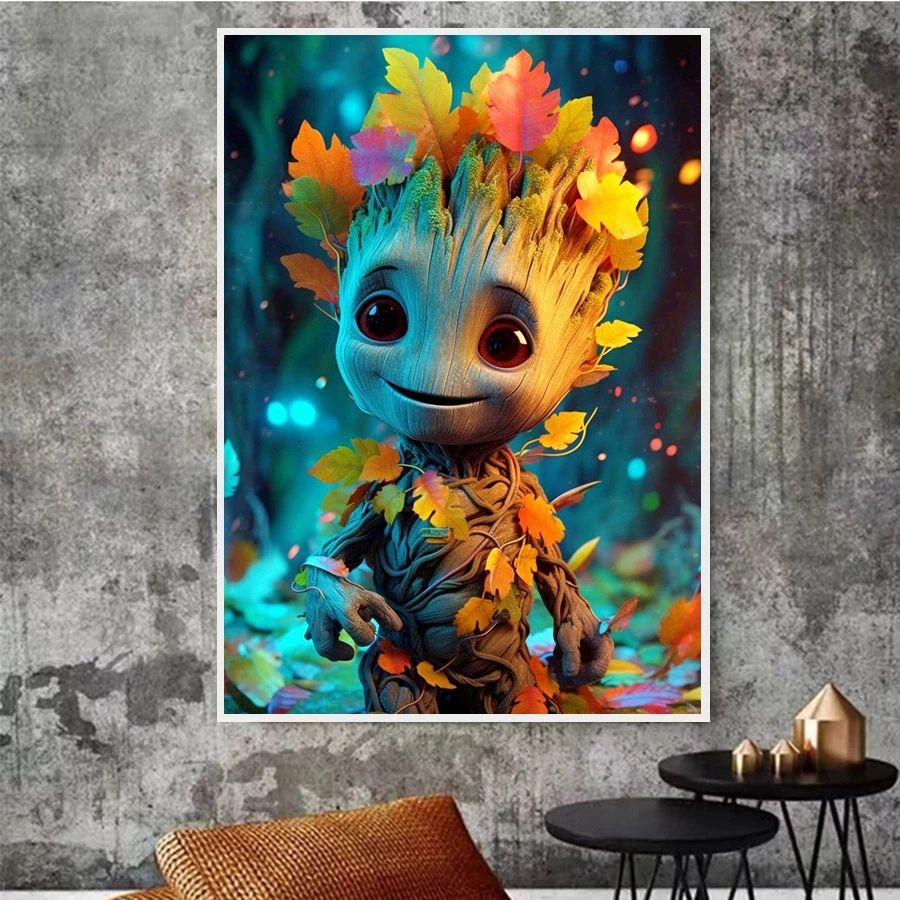 Baby Groot And Rocket Raccoon 5D Full Diamond Art Painting Guardians Of The Galaxy Marvel Movie Mosaic Cross Stitch Room Decor