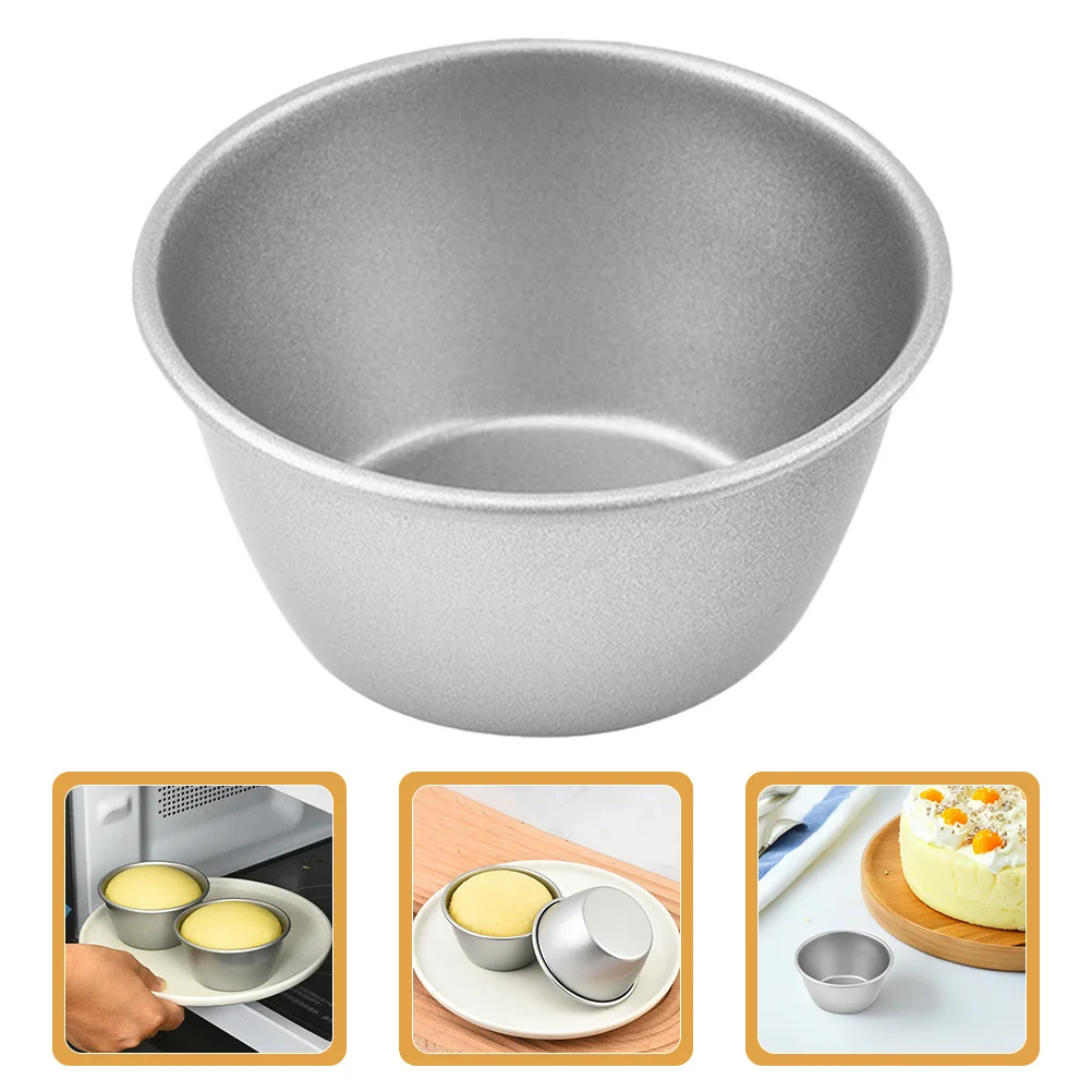

2Pcs Round Pudding Cups Baking Mold Nonstick Egg Tart Muffin Cake Jelly Popcorn Dessert Maker Reusable Oven Safe Silicone Free