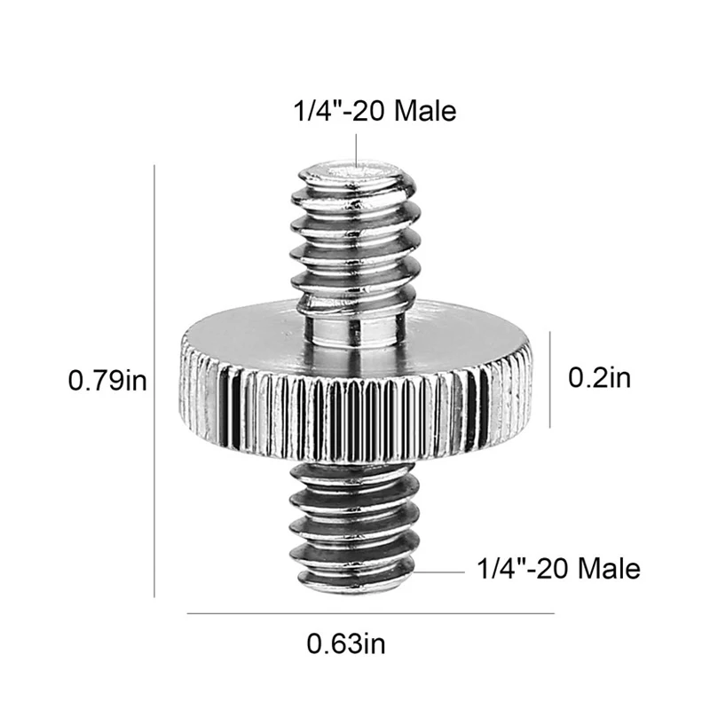 10 Stuks Standaard 1/4 "Naar 1/4" Schroefadapter Met Schroefdraad 1/4 "Tot 3/8" Dubbele Kop Voor Camerakooi/Monopod/Kogelkop/Lichtstandaard