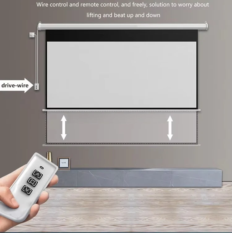 100 inches 120 inches 150 inches electric projection screen wholesale price electric projection screen with remote