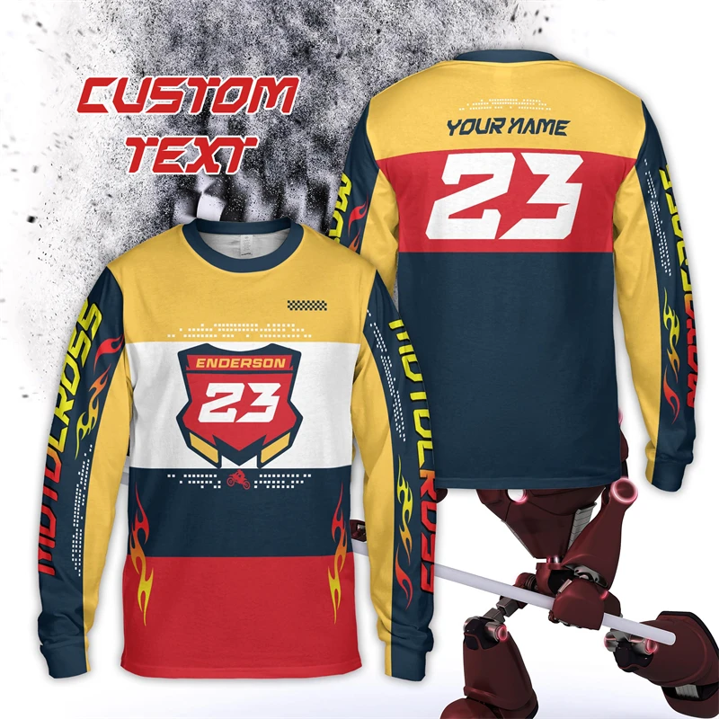 Personalized Rider Name Number Motocross Long Sleeve Shirt Custom Color Dirt Bike 3D Printed T Shirts Off-Road Racing Team Tees