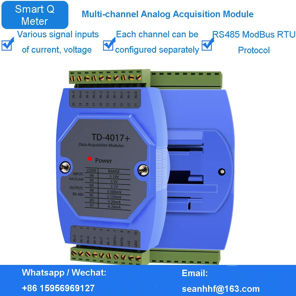 4 8 16 channel intelligent analog input data acquisition module modbus voltage and current signal transmitter independent set