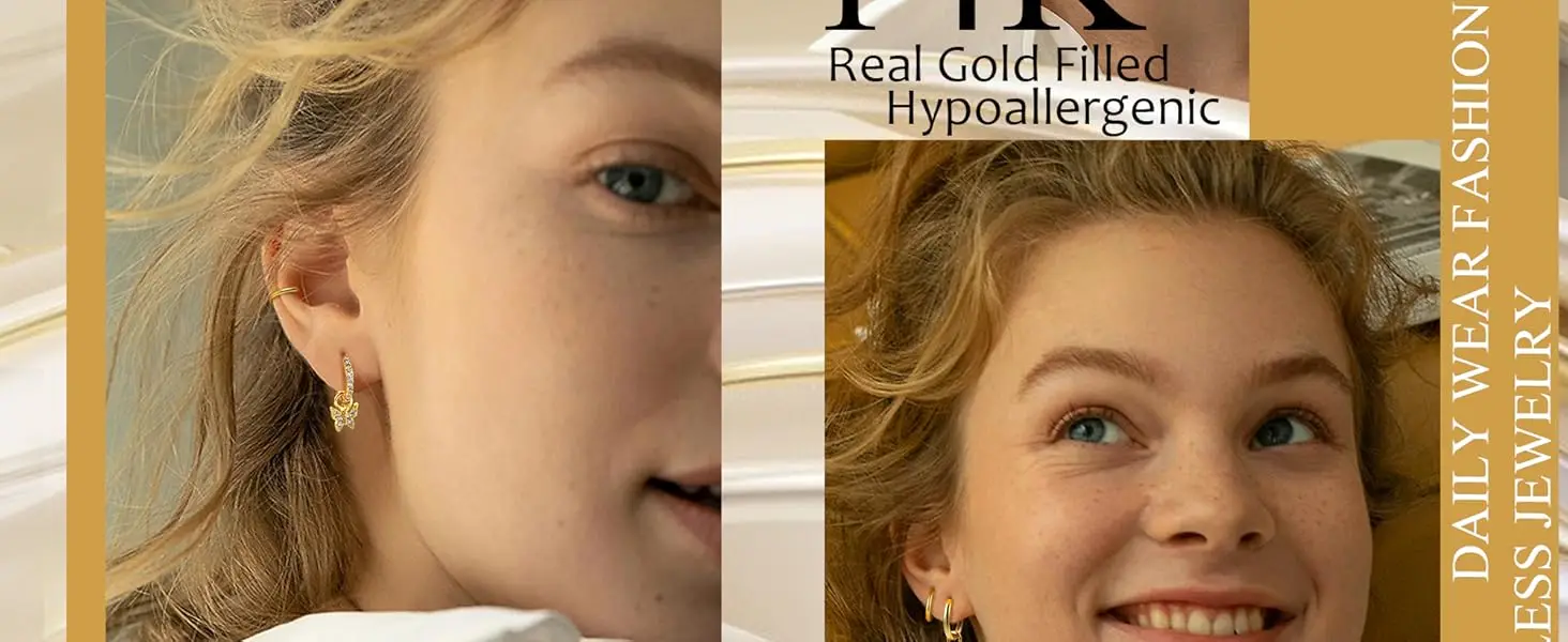 Drperfect 14K vergoldete Creolen für Damen, hypoallergene Hängeohrringe, zierliche Creolen für mehrere Piercings – Detail 2